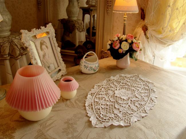 Lovely oval Venezia lace table centre 1920