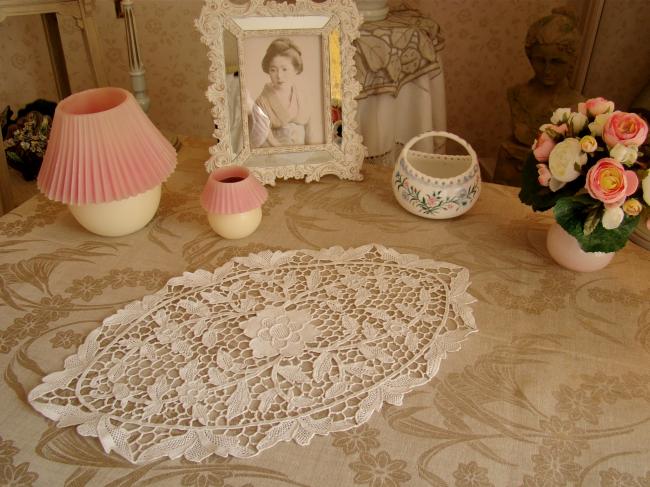 Lovely oval Venezia lace table centre 1920