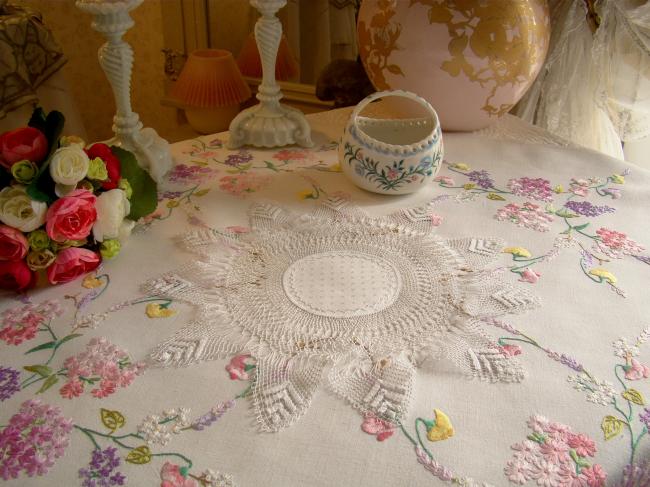 So sweet  star shape edwardian hairpin lace doily 1900