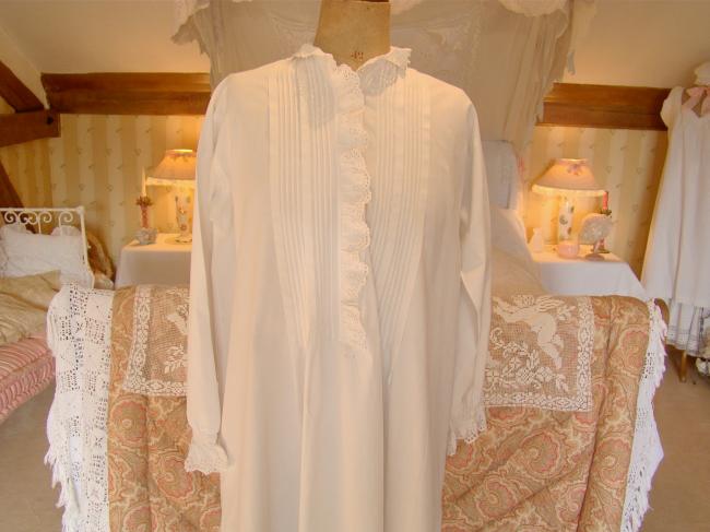 Belle chemise de nuit en batiste de coton ornée de broderie anglaise 1910