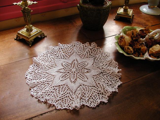 Lovely crochet lace doily in white cotton