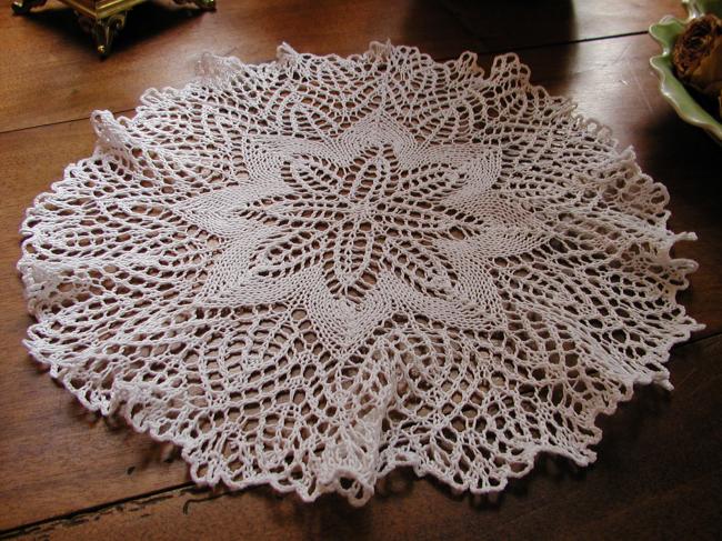 Lovely crochet lace doily in white cotton