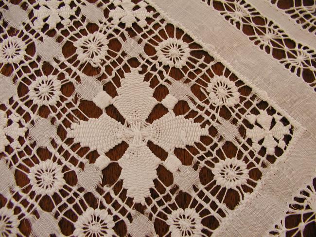 Absolutely breathtaking drawn thread work tablecloth 1900