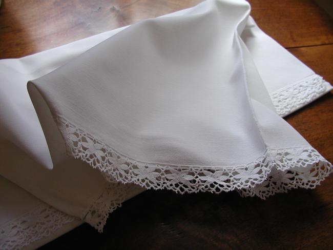 Lovely bolster slip with Cluny style machine lace