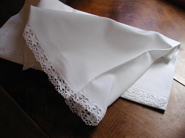 Lovely bolster slip with Cluny style machine lace