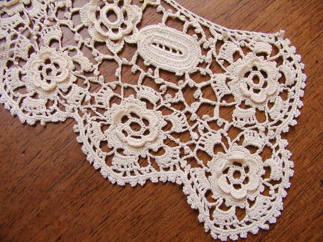 Superb fine collar hand-made irish guipure lace 1900