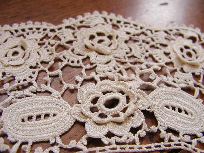 Superb fine collar hand-made irish guipure lace 1900