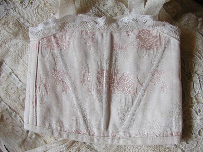 So sweet little corset for doll in broché of silk with rubans and lace