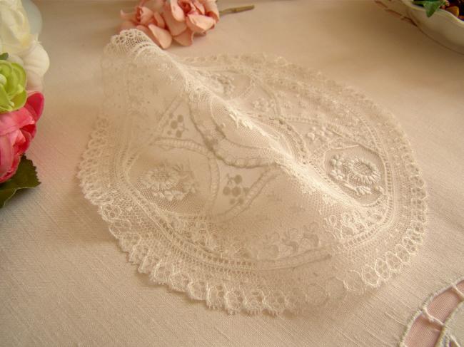 Romantique napperon étoile en dentelle de fond de bonnet et Calais 1900