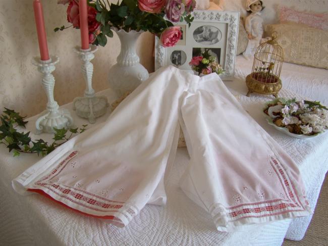 Splendeur de culotte panty en linon de lin et jours en dentelle de filet 1900