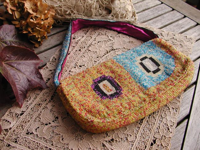 So gorgeous evening bag with hand-embroidered  colorfull beads