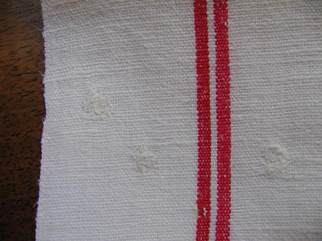 Set of 6 french tea towels (torchons) in linen with  red monogram ML