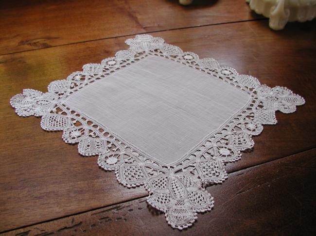 Breathtaking doily with stunning  ultra fine Renaissance tape lace