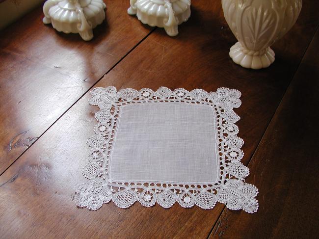 Breathtaking doily with stunning  ultra fine Renaissance tape lace