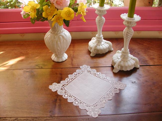 Breathtaking doily with stunning  ultra fine Renaissance tape lace