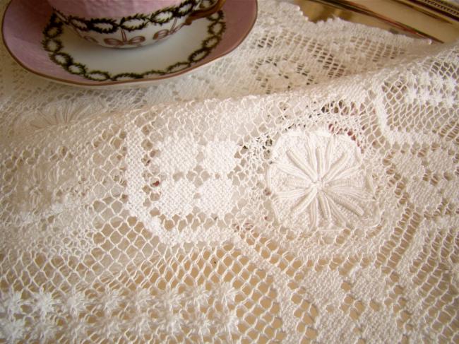 Lovely hand-made Filet lace tray cloth