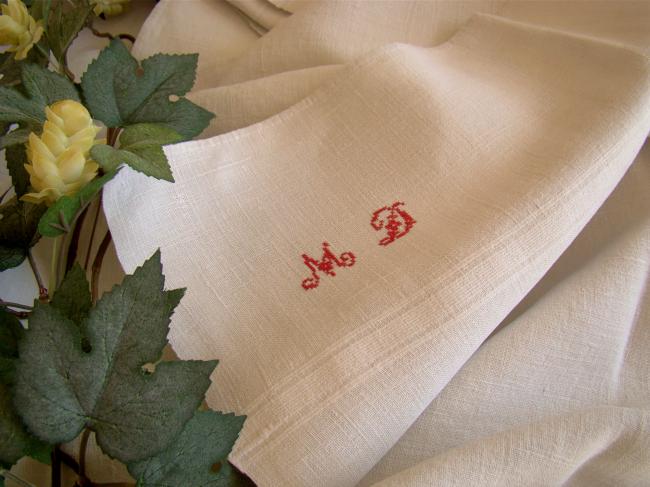 Beautiful set of 6 kitchen hand towels or dishcloth in pure linen with mono MD