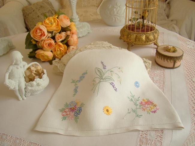 Lovely tea cosy with hand- embroidered flowers