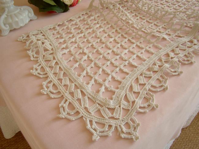 Lovely crochet d'art lace buffet runner