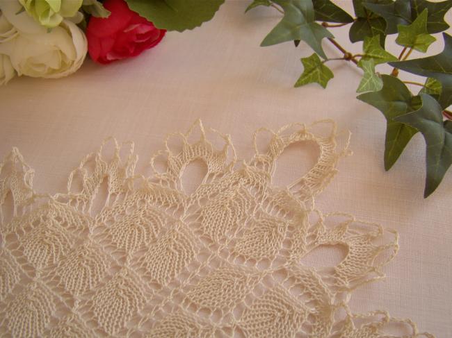 Lovely doily in very fine hand- knitted lace