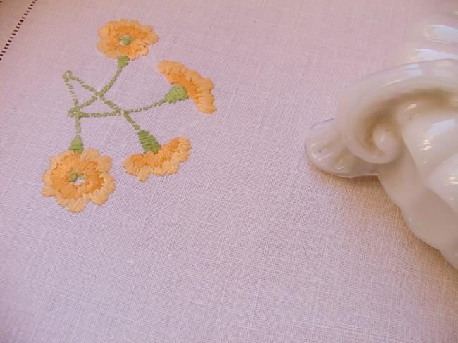 Really stunning tablecloth with hand-embroidered primula flowers