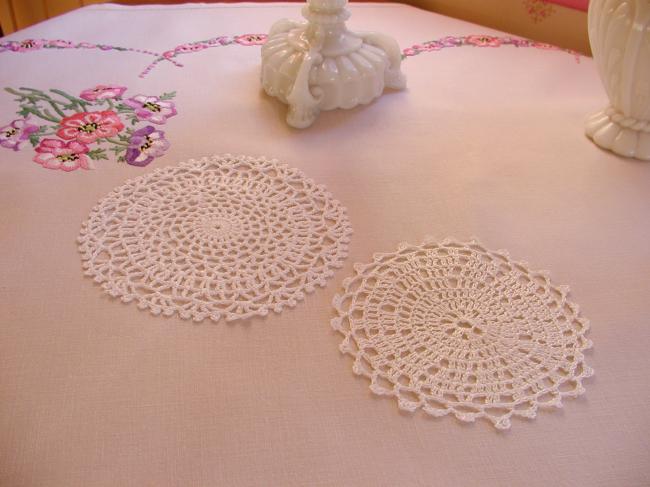 Two sweet doilies in hand-made Crochet lace