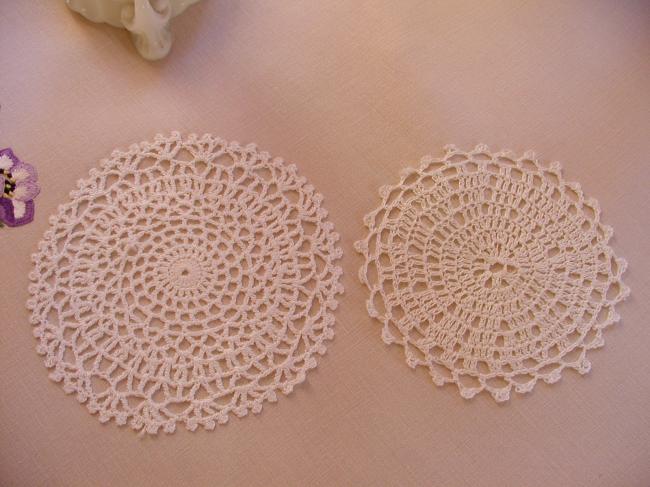 Two sweet doilies in hand-made Crochet lace