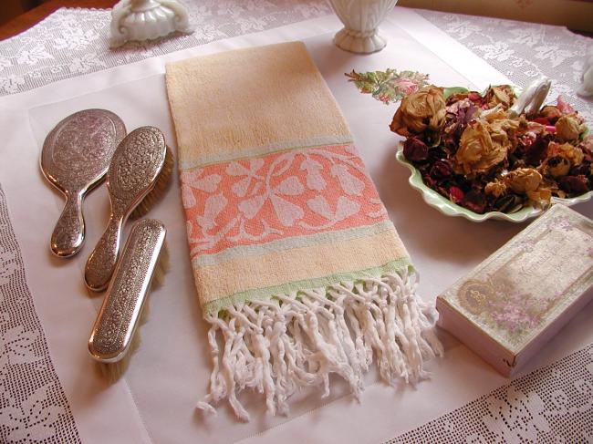 Georgeous vintage bath towels in colorful sponge with fringes (orange)