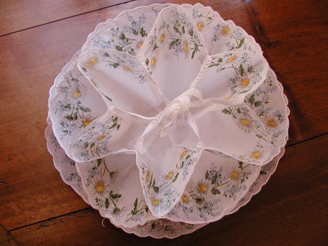 Lovely embroidered cookies basket with daisy and forget-me-not print lawn