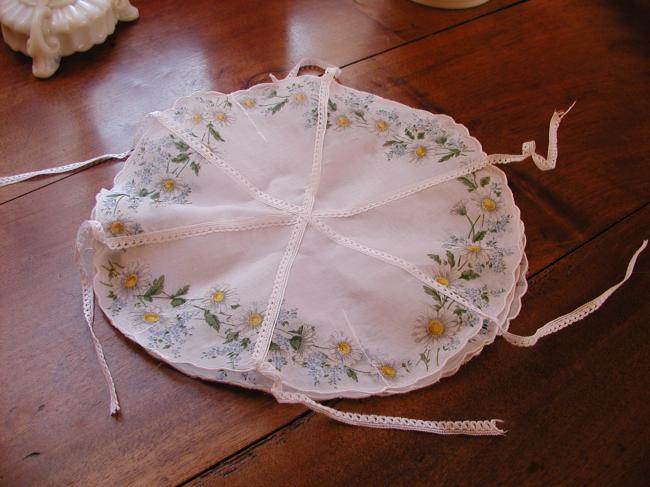 Lovely embroidered cookies basket with daisy and forget-me-not print lawn