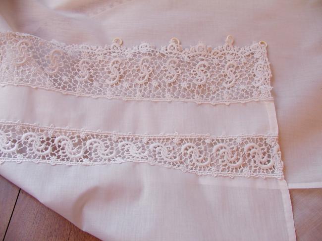 Very attractive pair of little curtain with insert of chemical lace1920