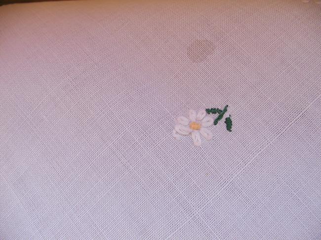 Lovely tablecloth with hand-embroidered blooming Lilac tree