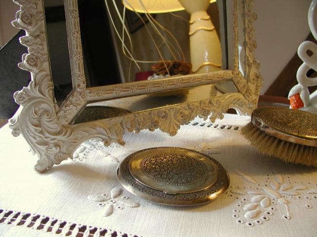 Romantique Miroir façon Vénitien avec feuilles d'Acanthe et petites roses