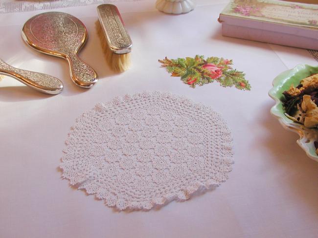 Sweet hand made crochet lace round doily