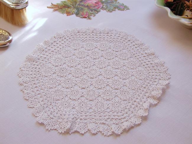 Sweet hand made crochet lace round doily