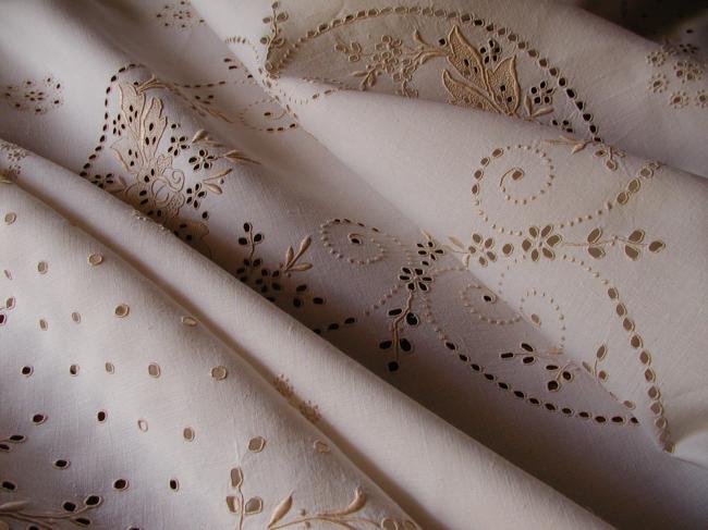 Stunning banquet tablecloth with gold  Madeira embroidery