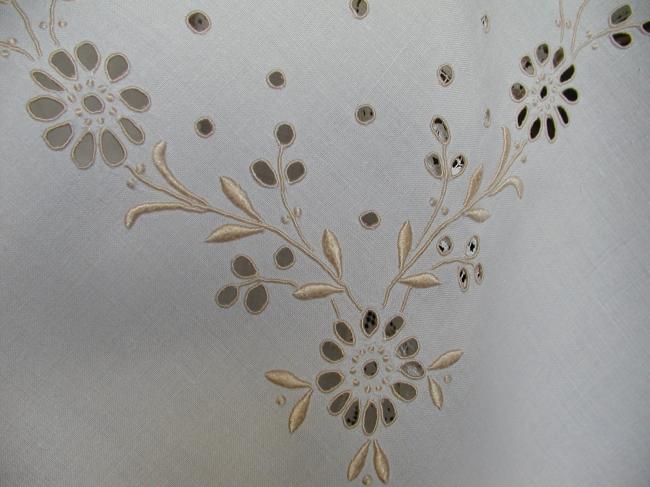 Stunning banquet tablecloth with gold  Madeira embroidery