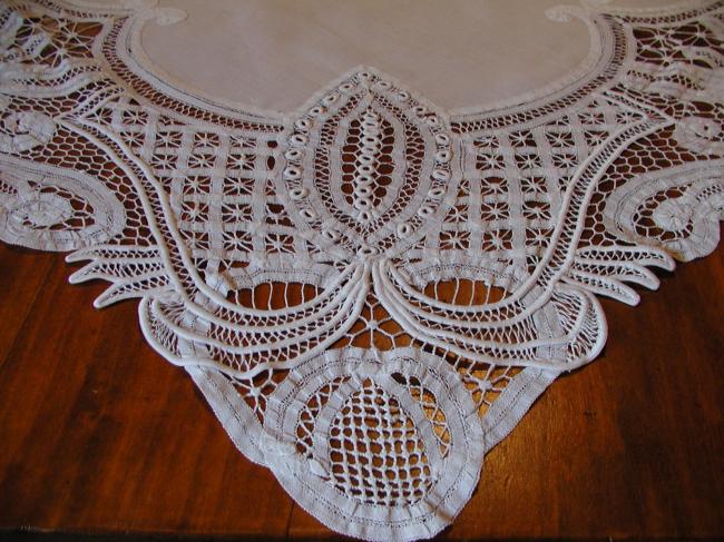 Spectacular Battenburg  tablecloth made of tapes lace