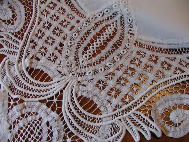 Spectacular Battenburg  tablecloth made of tapes lace