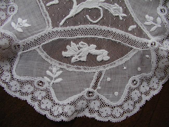 So sweet doily with net and lawn embroidered doily, Valenciennes lace