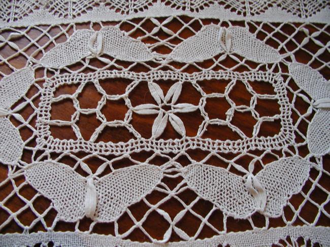 So charming  butterflies bobbin lace oblong doily