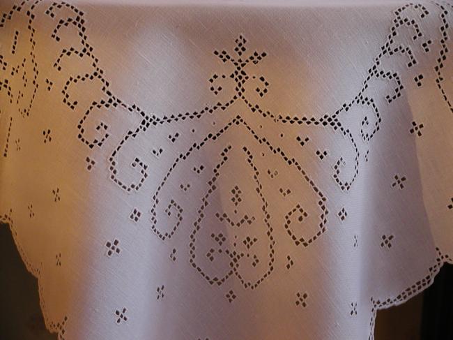 So lovely tablecloth with Hardanger embroidery