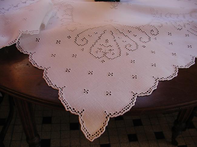 So lovely tablecloth with Hardanger embroidery