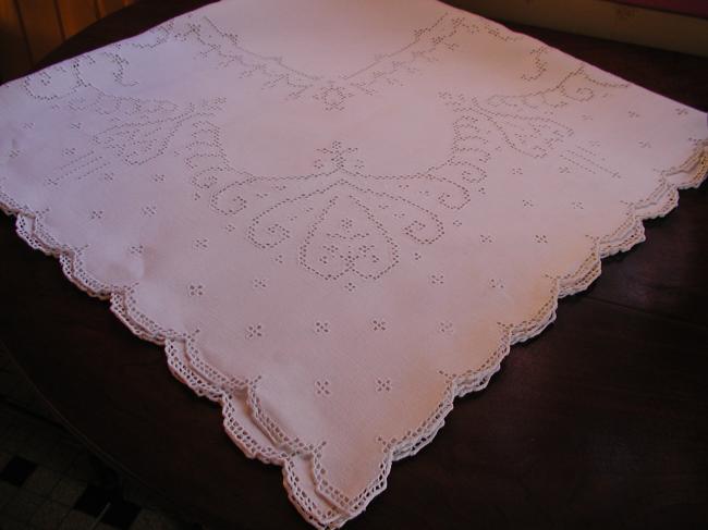 So lovely tablecloth with Hardanger embroidery