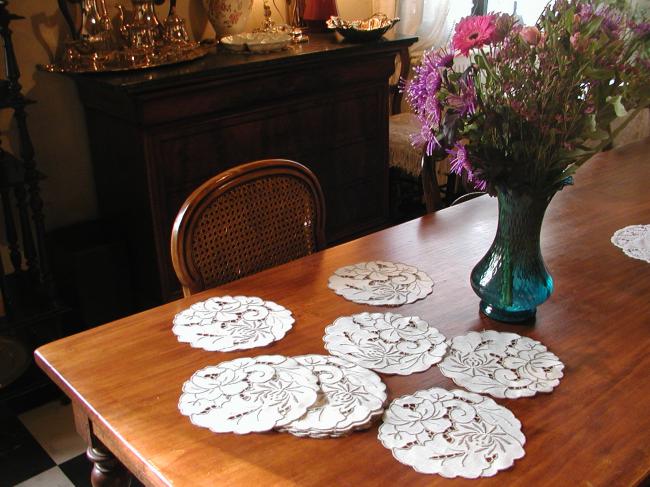 Gorgeous Madeira set of 12 table mats with peony flowers