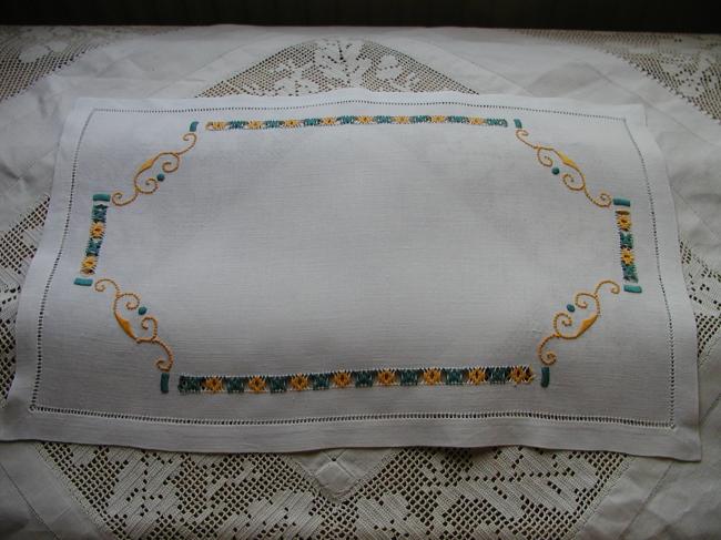 Lovely tray mat with drawn thread works