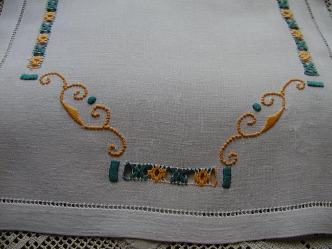 Lovely tray mat with drawn thread works