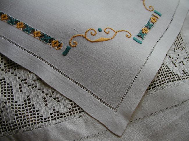 Lovely tray mat with drawn thread works