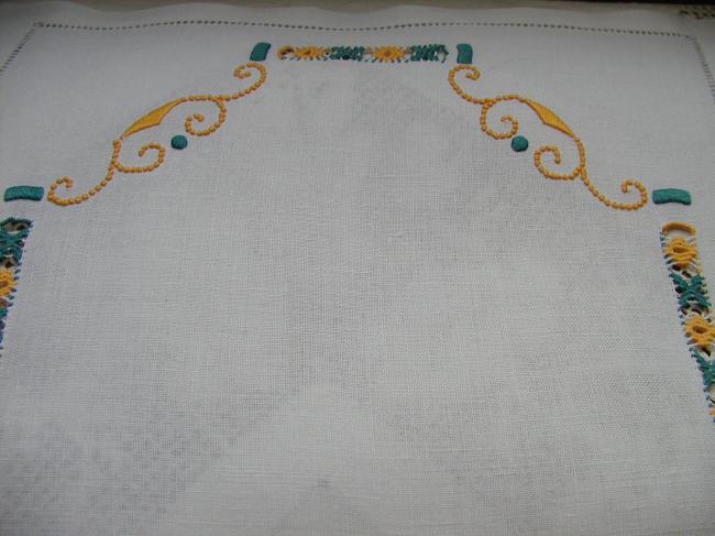 Lovely tray mat with drawn thread works