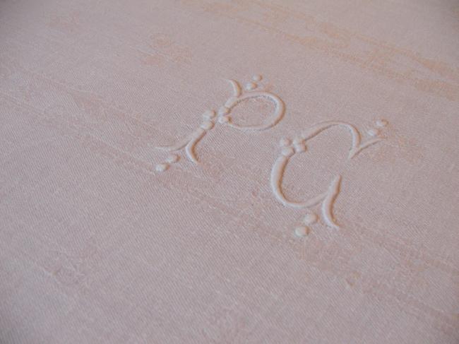 Lovely damask  tablecloth with PC embroidered monogram